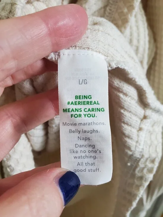 AERIE LumberJane Waffle Shirt Oversized Boxy Button Front Cream Women's Large - Picture 9 of 11